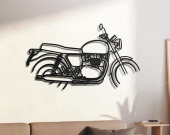 British 1200cc Parallel Twin Classic Roadster Silhouette Metal Wall Art, 2mm Steel Black Powder Coat, Garage Decor, Biker Gift