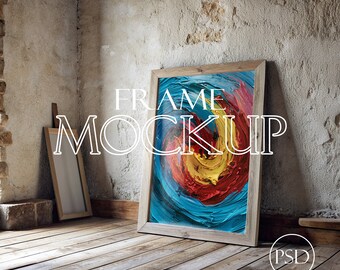 5*7 Vertical Wood Frame Poster Mockup, boho print mockup, Poster Photoshop Mockup, one Frames Mock up, Poster Mockup PSD