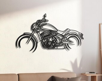 Japanese 650cc Parallel Twin Middleweight Cruiser Silhouette Metal Wall Art, 2mm Steel Black Powder Coat, Garage Decor, Biker Gift