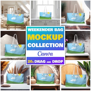 26x AOP Weekender Bag Mockup Bundle, Weekender Tasche Canva Mockup, Weekender Tragetasche Mockup Mega Bundle Weekender Bag Canva Drop Mock