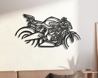 Italian 1000cc Inline-Four Hyper Naked Bike Silhouette Metal Wall Art, 2mm Steel Black Powder Coat, Garage Decor, Biker Gift