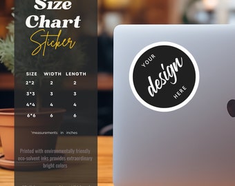 Printify Sticker Size Chart Mockup, sticker size chart mockup, Kiss Cut Stickers size guide mockup, Kiss-Cut Stickers template, psd, jpg