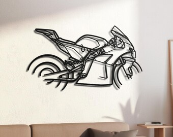 Austrian 1200cc V-Twin Track Sportbike Silhouette Metal Wall Art, 2mm Steel Black Powder Coat, Garage Decor, Biker Gift
