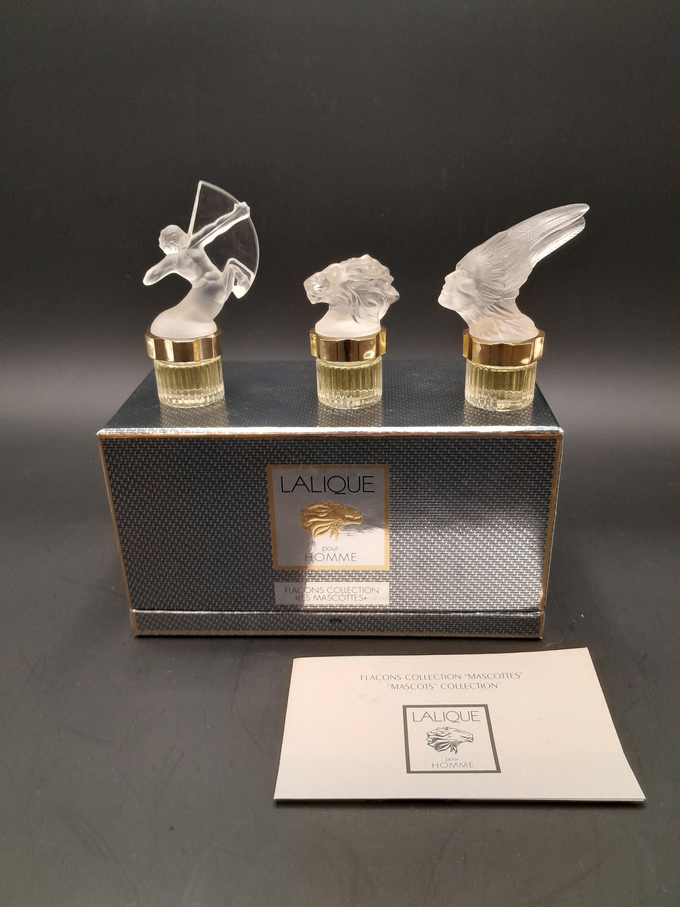 未使用 LALIQUE ミニチュア香水 パルファム3本セット 2000-2002 Lalique for Men - 