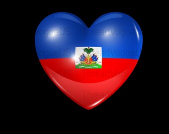 Haitian Flag Heart Digital Art Print, Patriotic Love Haiti Wall Decor, Instant Download Caribbean Pride Artwork, Vibrant Home Office Decor