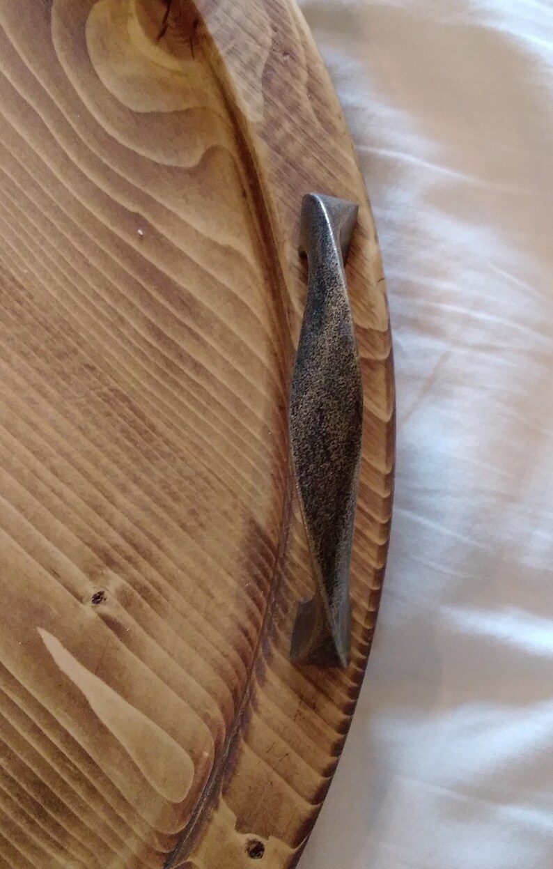 Rustic Solid Wood Round Tray With Handles 18 Inch Diameter Etsy