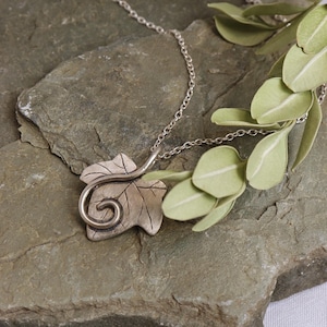 Handcarved Sterling Silver Ivy Leaf Necklace: Fantasy Vine Pendant