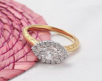 Reverie Lab Grown Diamond Engagement Ring, Two Tone Vintage