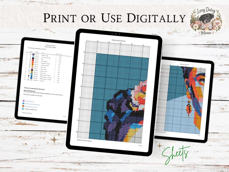 Frida Kahlo Cross Stitch, Pop Art Portrait Pattern, Counted Cross ...