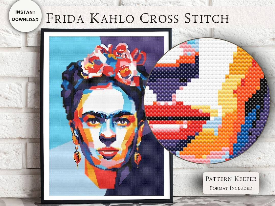Frida Kahlo Cross Stitch, Pop Art Portrait Pattern, Counted Cross ...