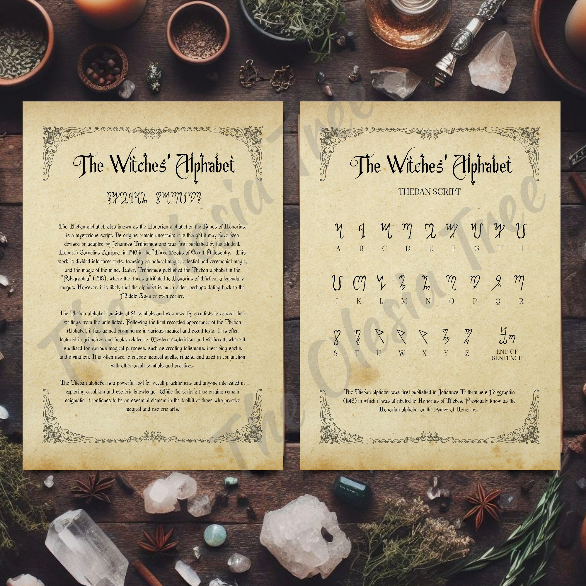 Witches Alphabet Printable, Theban Script, Digital Download, Pagan