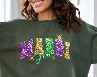 Mardi Gras Shirt: Faux Glitter Sequins, Louisiana Parade Tee