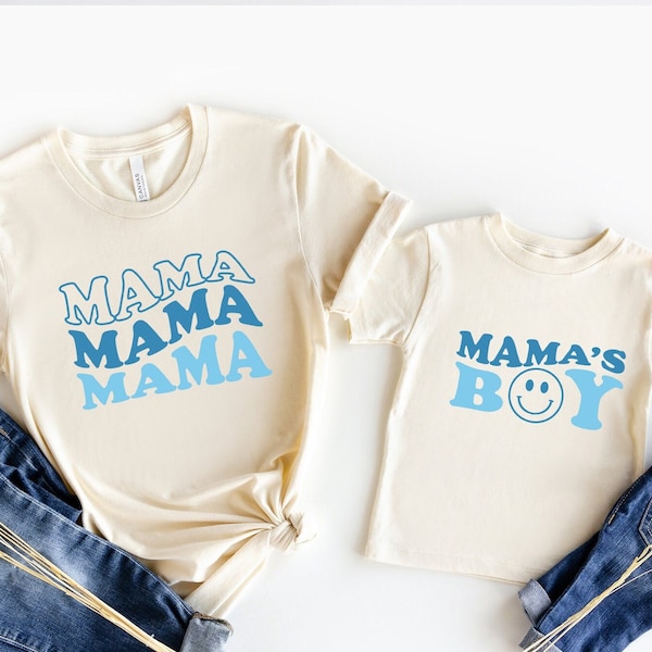 Retro Mother  Son Matching Shirts and Baby Bodysuit Mama  Mamas Boy Outfit - Neutral Toddler Clothing