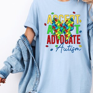 Accept Adapt Advocate Autism Shirt, Autism Awareness Shirt, Support Inclusion Tee, Autism Puzzle Piece Coquette Shirt, Support Autism Tee