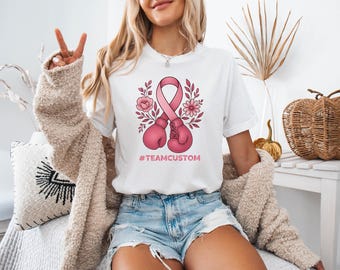 Breast Cancer Awareness Shirt: Boxing Glove Pink Ribbon Support Tee