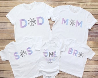 Winter ONEderland Birthday Shirts|Family snowflake birthday shirts|Pink, purple and Silver Snowflake Birthday Shirts|Winter Onederland Theme