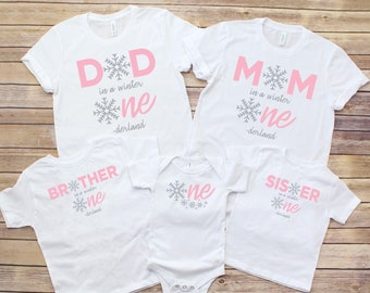 Winter ONEderland Birthday Shirts: Snowflake Family Matching