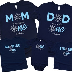 Winter ONEderland Birthday Shirts, Family snowflake birthday shirts, Blue and Silver Snowflake Birthday Shirts, Winter Onederland Theme