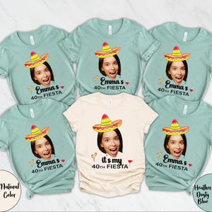 Custom Birthday Fiesta Shirt, Personalized Face Sombrero Tee for Women, Funny Cinco de Mayo Party Shirt, Custom Age Fiesta Top