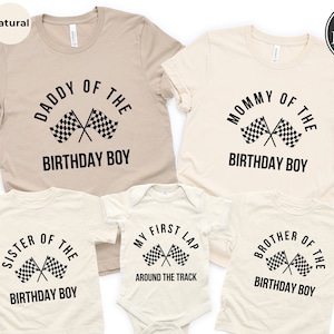 Custom Race Car 1st Birthday Shirt: Matching Fathers day My First Lap Family Tee