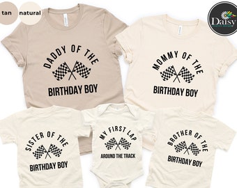 Custom Race Car 1st Birthday Shirt: Matching Fathers day My First Lap Family Tee