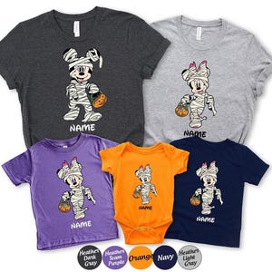 Custom Mickey & Minnie Mummy Halloween Tees, Custom Halloween Minnie Shirt, Disney Halloween Party, Disneyland Birthday Family Vacation Tees