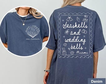Comfort Colors Bachelorette T-Shirt: Seashells & Wedding Bells Beach Cover-Up