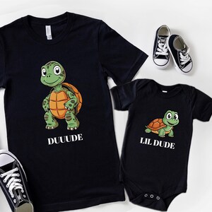 Dude and Lil Dude Matching Tees, Father and Son Matching Shirts, Matching Turtles Father Son Shirts, Disney Dad and Son Tees