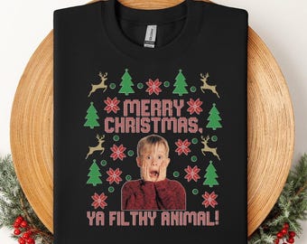 Merry Christmas Ya Filthy Animal Shirt, Retro Xmas Tee