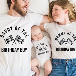 My First Lap around the Track Shirt, Race Car 1st Birthday T-shirt, First Birthday Matching Family Party Tee,  Fast One Birthday Boy