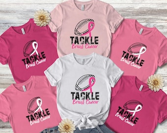 Tackle Breast Cancer Awareness Shirt: Ribbon USA Flag