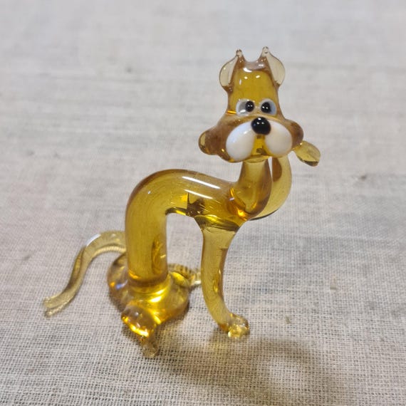 Glass Collectible Figurine CAT, Colored Glass. Vintage USSR 80s - Etsy