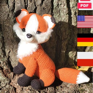 Realistic fox amigurumi pattern printable. English, German & Polish