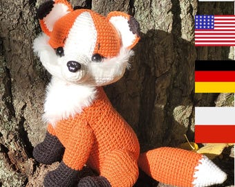 Realistic fox amigurumi pattern printable. English, German & Polish