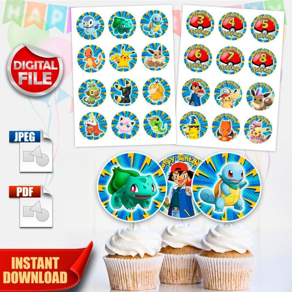 INSTANT Cupcake Toppers, Digital file jpg, pdf, png