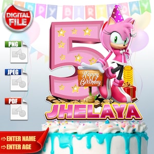 Cake topper,  Pink cake topper for a girl, Digital file jpg, pdf, png