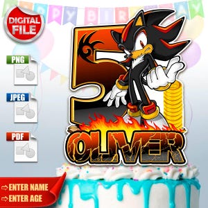Decorazione per torta Sonic Shadow, file digitale jpg, pdf, png