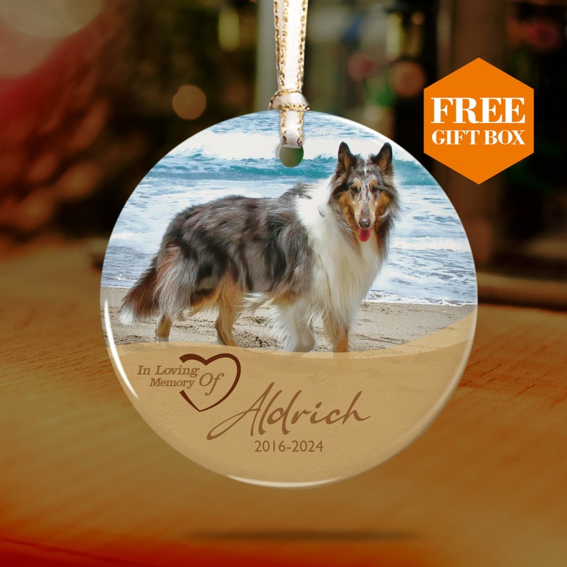 Personalized Pet Sympathy Gift, Custom Dog Ornament ,Pet Memorial Gift, Pet Loss Gift, Dog Keepsake ,Dog Name Ornament Sea
