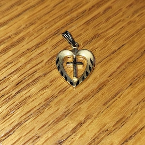 Pendant with a cross inside a heart - 14K GF