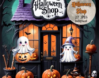 Halloween Shop Clip Art: Gruselige JPEG-Bilder (Digitaler Download)