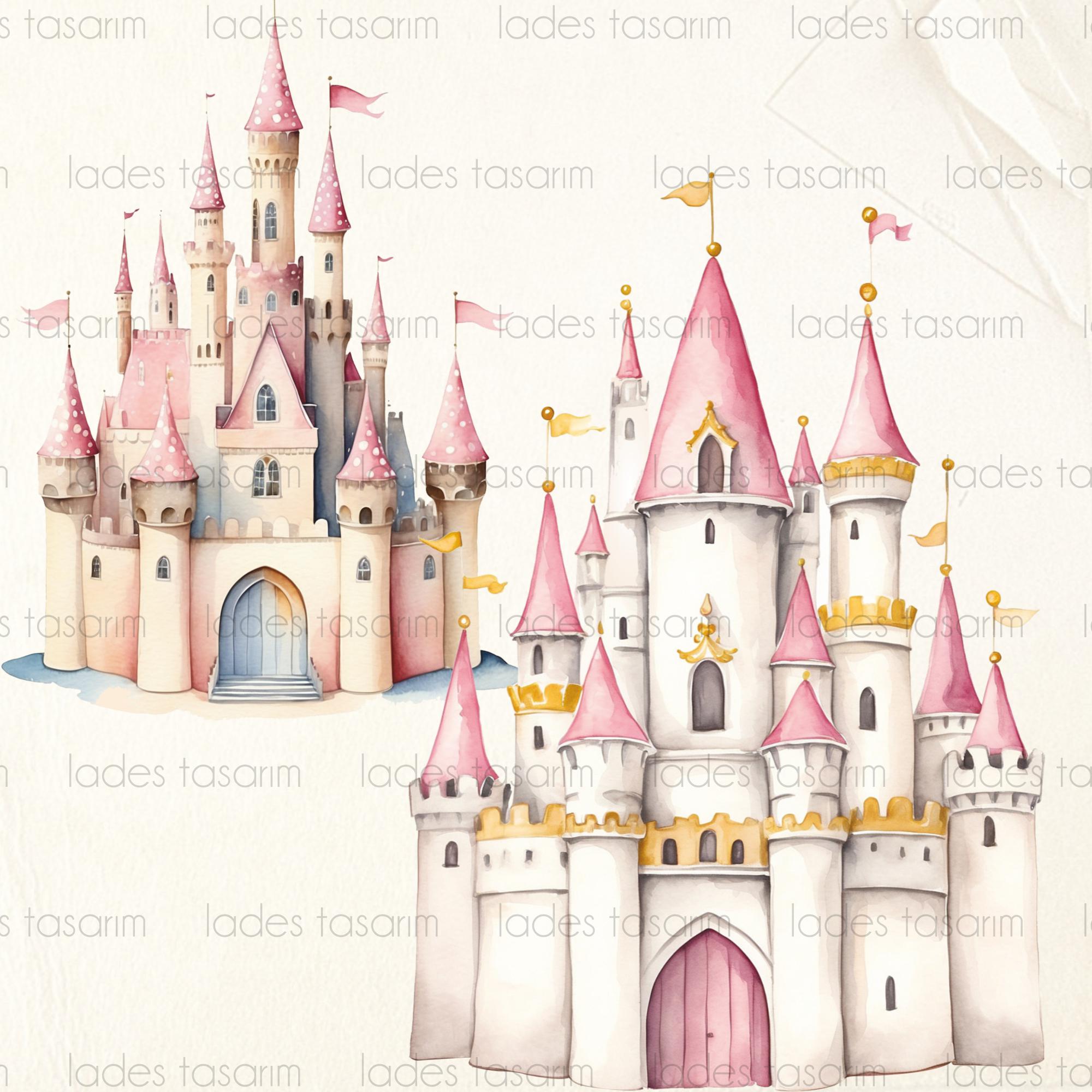 Watercolor Castle Clipart: Princess Castle PNG (digital Download) - Etsy