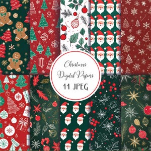 Christmas Digital Paper Set, Snowflake Wallpaper, Christmas Tree Background, Christmas Time, Holiday Scrapbook Papers, Snowflake Wallpaper