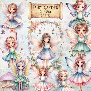 Feen Clipart, Feengarten, Aquarell Feen Clipart, digitaler Download, Magische Feen Clipart, Fee PNG
