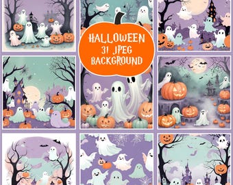 Halloween Hintergründe: Gruselige JPEG Wandkunst (Digitaler Download)