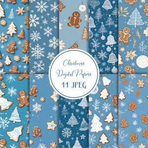 Christmas Digital Paper Set, Snowflake Wallpaper, Christmas Tree Background, Christmas Time, Holiday Scrapbook Papers, Snowflake Wallpaper