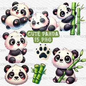 Clipart panda, mignon panda clipart, clipart bébé panda, bébé panda PNG, panda mignon PNG clipart, décoration de chambre d&#39;enfant, téléchargement immédiat