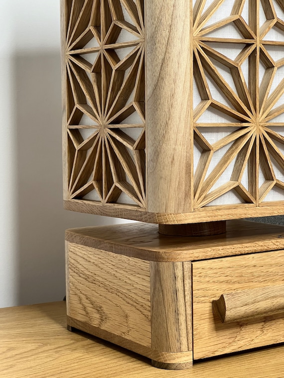 【WHAT WE WANT】 KUMIKOSHADE ウォールナット Kumiko Lamp, Japanese Style Lamp, Table Lamp, Wooden Lamp