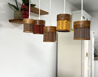 Luz colgante de madera, iluminación de isla, lámpara colgante, luminaria colgante minimalista, luz de techo rústica, lámpara de noche, luz wabi sabi