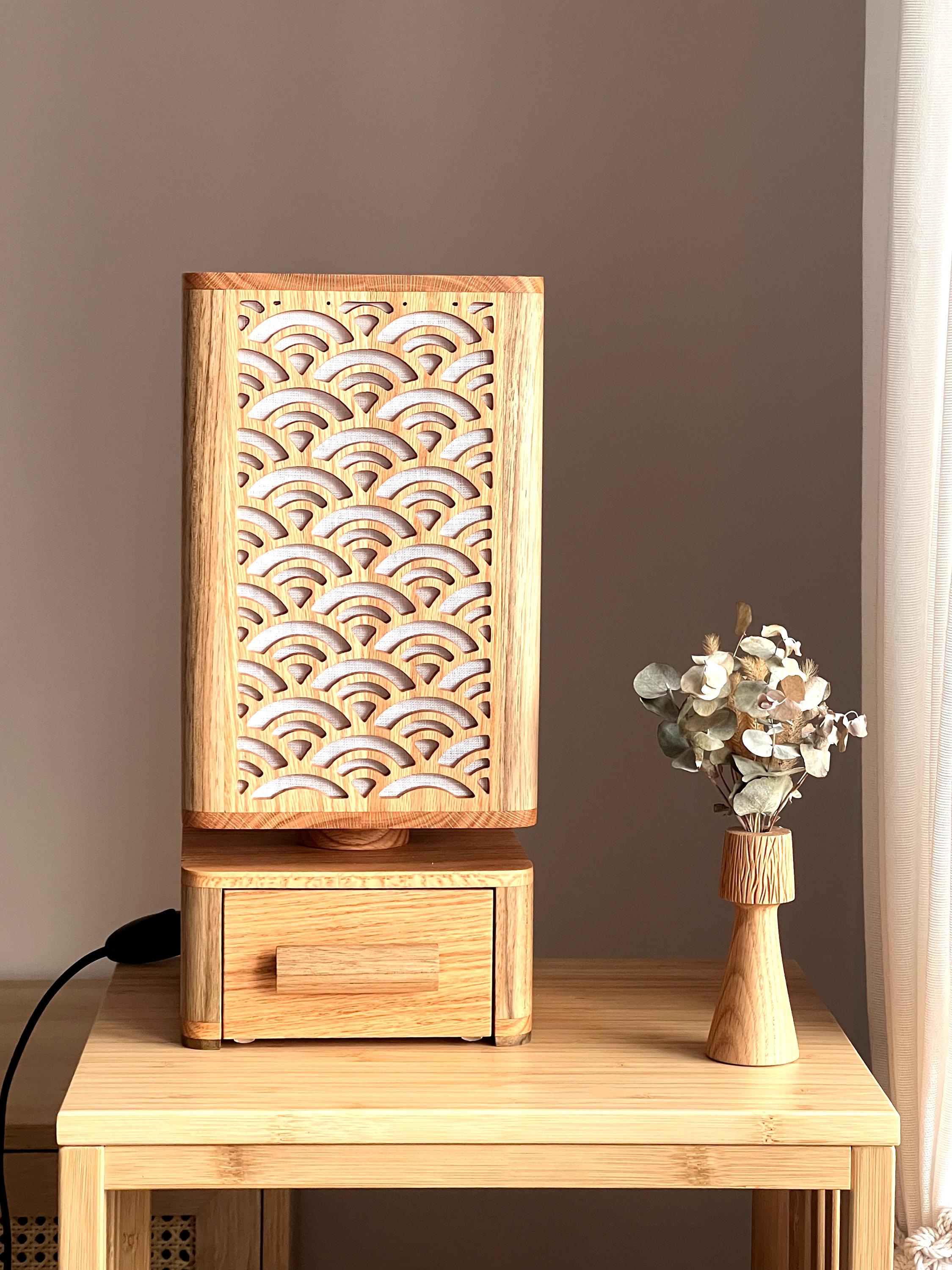 【正規品】 Seigaiha With Lamp Kumiko Wooden Pattern, Lamps Japanese 工芸品
