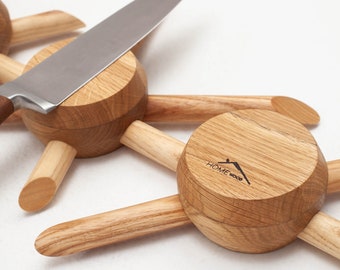 Wooden knife holder, magnetic knife display, wall mounted magnetic knife rack, Wooden knives storage, Magnetic knife bar, Gift for chef